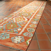 Handmade Afghan Kilim extra long runner - 309727
