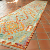 Handmade Afghan Kilim extra long runner - 309730