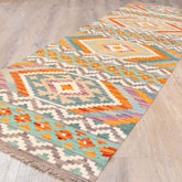 Handmade Afghan Kilim short runner - 310206