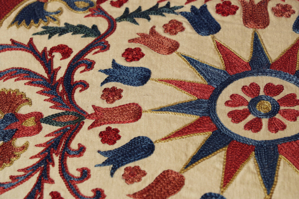 Handmade Uzbek Suzani Silk Cushion - 307746-1