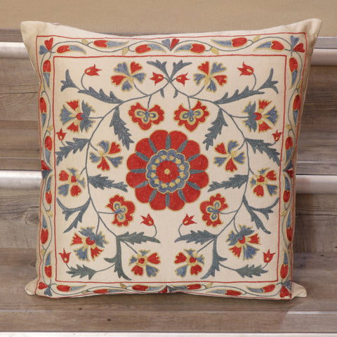 Handmade Uzbek Suzani Silk Cushion - 307746-8