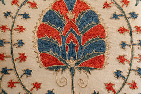 Handmade Uzbek Suzani Silk Cushion - 307746AC