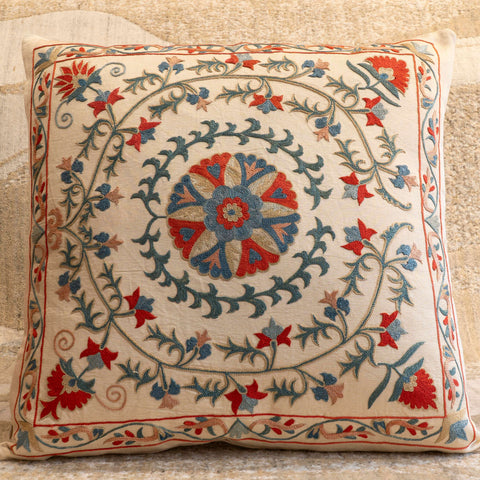 Handmade Uzbek Suzani Silk Cushion - 307746AD