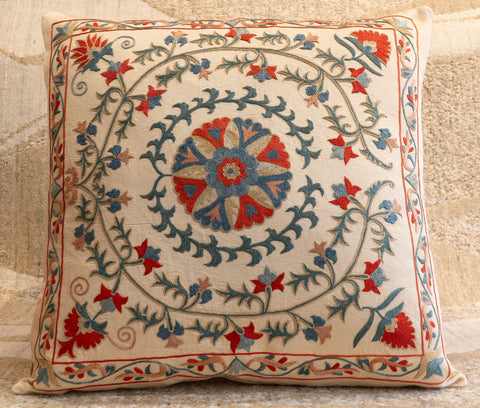 Handmade Uzbek Suzani Silk Cushion - 307746AD