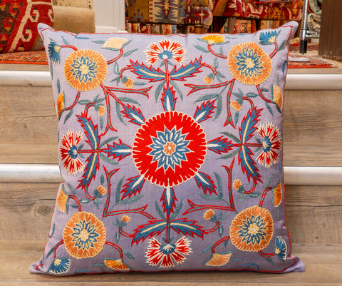 Handmade Uzbek Suzani Silk Cushion - 307746-AU