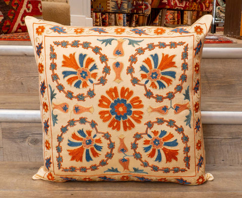 Handmade Uzbek Suzani Silk Cushion - 307746-AZ
