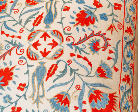 Handmade Uzbek Suzani Silk Cushion - 307746-BK