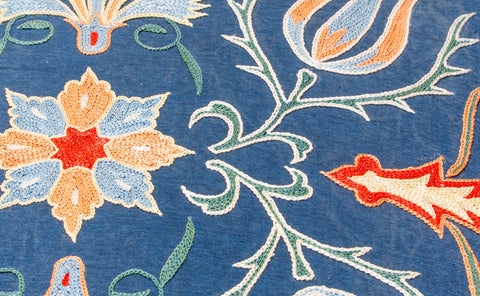 Handmade Uzbek Suzani Silk Cushion - 307746BN