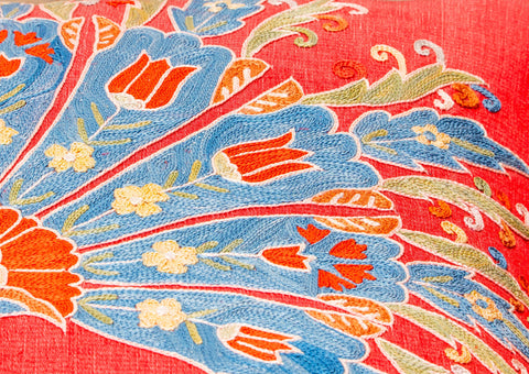 Handmade Uzbek Suzani Silk Cushion - 307746-BT