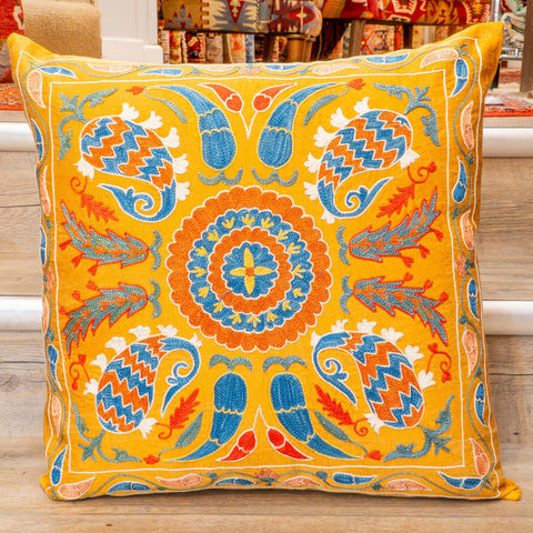 Handmade Uzbek Suzani Silk Cushion - 307746-BU