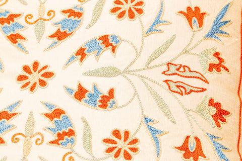 Handmade Uzbek Suzani Silk Cushion - 307746BW