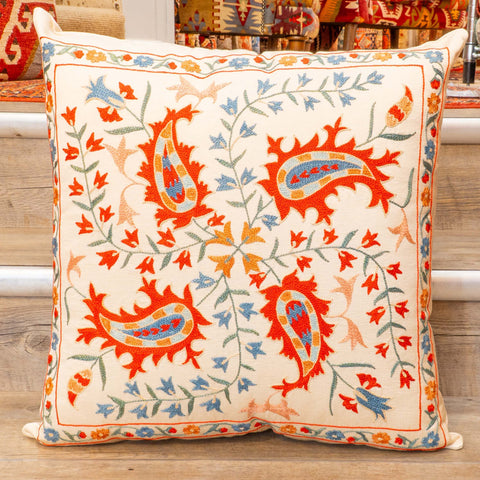 Handmade Uzbek Suzani Silk Cushion - 307746-BZ