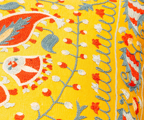 Handmade Uzbek Suzani Silk Cushion - 307746-BL