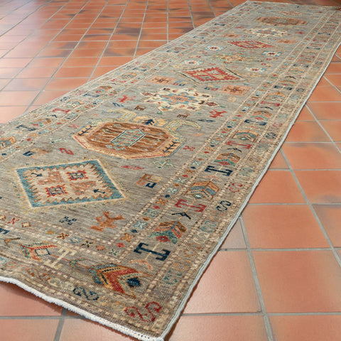 Handmade extra fine Afghan Kazak runner - 308282