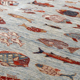 Handmade Afghan Fish rug - 308455