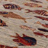 Handmade Afghan Fish rug - 308464