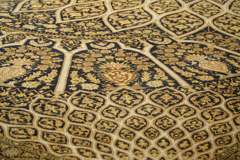 Handmade Oriental Qum silk on silk carpet - 308693