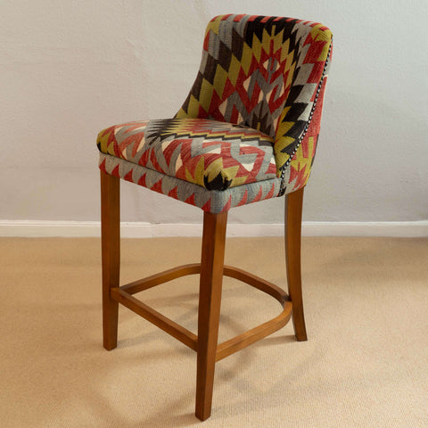 Turkish kilim covered Counter height stool - 309773-A