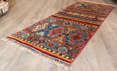 Handmade Afghan Kharjeen short runner - 310077