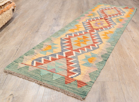 Handmade Afghan Kilim short runner - 310212