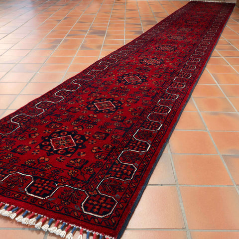 Handmade Afghan Kunduz extra long runner - 310344