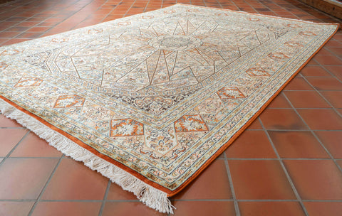 Handmade fine Kashmir silk rug - 310355