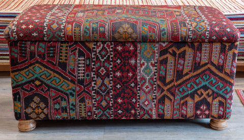 Antique Kilim covered blanket chest - 310393-B