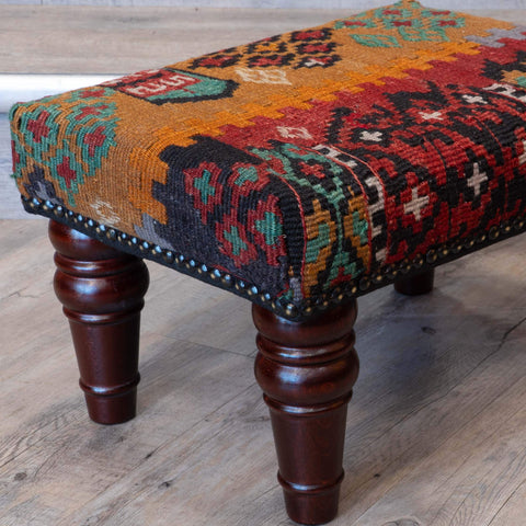 Small handmade Turkish kilim stool - 310428