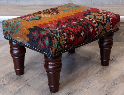 Small handmade Turkish kilim stool - 310428