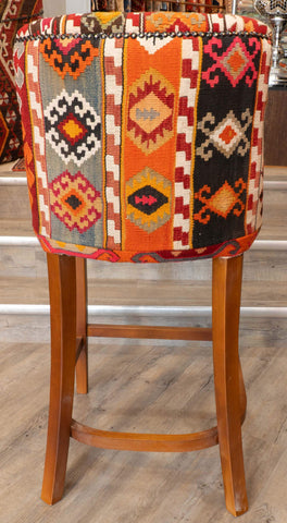 Turkish kilim covered Counter height stool - 310495