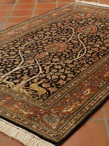 Extra fine handmade Kashmir silk rug - 307281