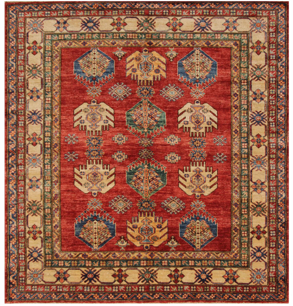 Handmade fine Afghan Kazak square rug - ENR308427