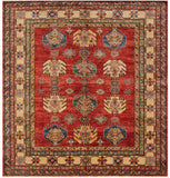 Handmade fine Afghan Kazak square rug - ENR308427