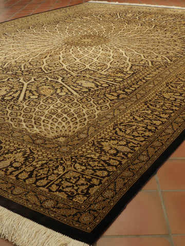 Handmade Persian Qum silk on silk carpet - 308693