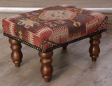 Small handmade Turkish kilim stool - 308947